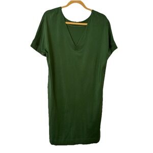 Kit & Ace Wave T-shirt Dress Womens L Green V-neck Stretch Jersey